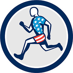 Image showing American Sprinter Runner Running Side View Retro