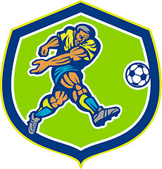 Image showing Soccer Football Player Kicking Ball Retro