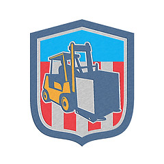 Image showing Metallic Forklift Truck Materials Logistics Shield Retro