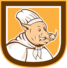 Image showing Boar Chef Cook Shield Cartoon