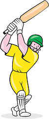 Image showing Cricket Player Batsman Batting Cartoon