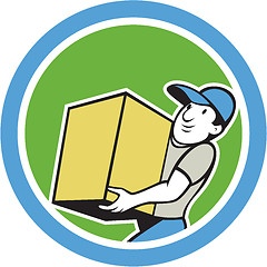 Image showing Delivery Worker Carrying Package Cartoon