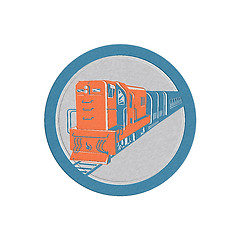 Image showing Metallic Diesel Train Circle Retro