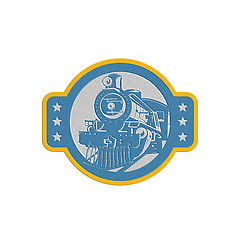 Image showing Metallic Steam Train Locomotive Front Retro