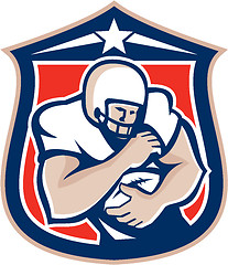Image showing American Football Holding Ball Shield Retro