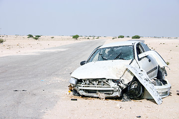 Image showing Desert car wreck