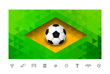 Image showing Soccer ball with brasil flag in triangle style