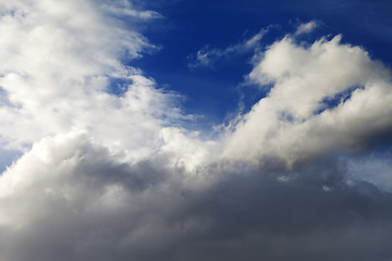 Image showing Blue sky with clouds at sun day