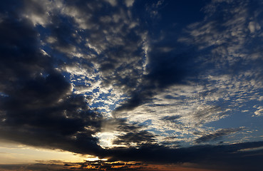 Image showing Multicolor fiery sunset sky at summer