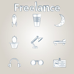 Image showing Sketch vector icons for freelance and business