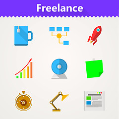 Image showing Flat vector icons for freelance and business