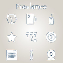 Image showing Sketch vector icons for freelance and business