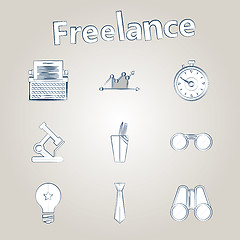 Image showing Sketch vector icons for freelance and business
