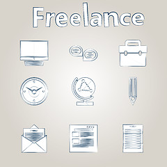 Image showing Sketch vector icons for freelance and business