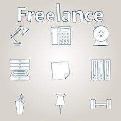 Image showing Sketch vector icons for freelance and business