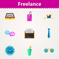 Image showing Flat vector icons for freelance and business