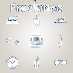 Image showing Sketch vector icons for freelance and business