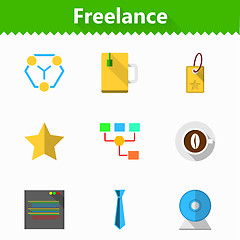 Image showing Flat vector icons for freelance and business