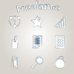 Image showing Sketch vector icons for freelance and business