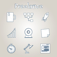 Image showing Sketch vector icons for freelance and business