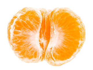 Image showing Peeled mandarin tangerine orange fruit isolated on white backgro