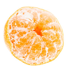 Image showing Peeled mandarin tangerine orange fruit isolated on white backgro