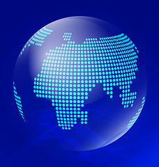 Image showing Blue transparent globe with waves