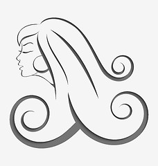 Image showing Outline girl curly hair cut out