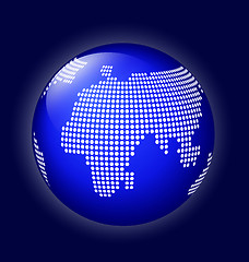 Image showing Blue globe with dotted map vector