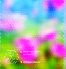 Image showing Blurred  hexagon mosaic flower  template