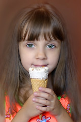 Image showing The girl with ice-cream