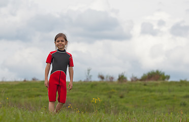 Image showing Portrait of little surfer