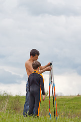 Image showing Windsurfing lesson