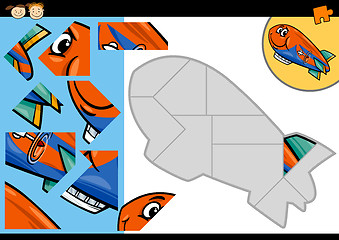 Image showing cartoon blimp jigsaw puzzle game