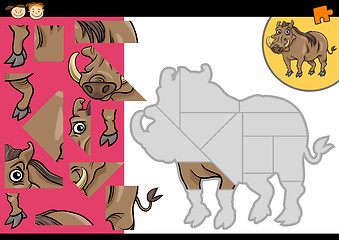 Image showing cartoon warthog jigsaw puzzle game
