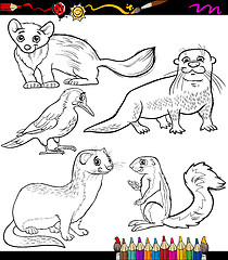 Image showing animals set cartoon coloring book