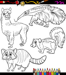 Image showing animals set cartoon coloring book