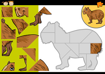 Image showing cartoon capybara jigsaw puzzle game