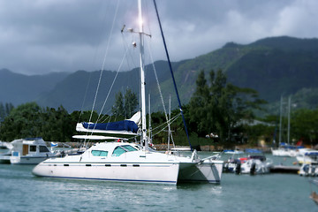 Image showing Sailing Yacht and Coming Storm