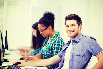 Image showing student with computer studying at school