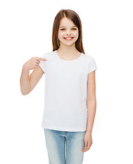 Image showing smiling little girl in blank white t-shirt