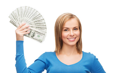 Image showing smiling girl with dollar cash money