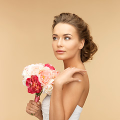 Image showing woman with bouquet of flowers