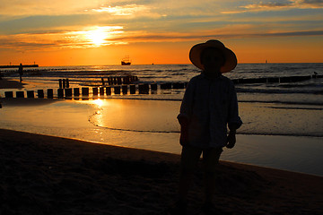 Image showing Sunset at the seaside