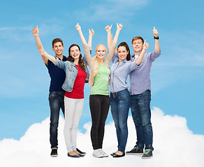 Image showing group of smiling students showing thumbs up