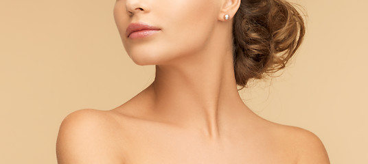 Image showing beautiful woman with pearl earrings
