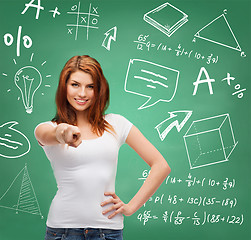 Image showing teenager in blank white t-shirt pointing at you