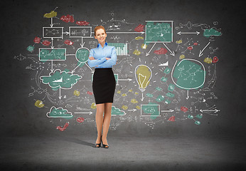 Image showing young smiling businesswoman with crossed arms