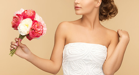 Image showing woman with bouquet of flowers