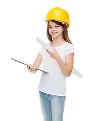 Image showing smiling little girl in protective helmet